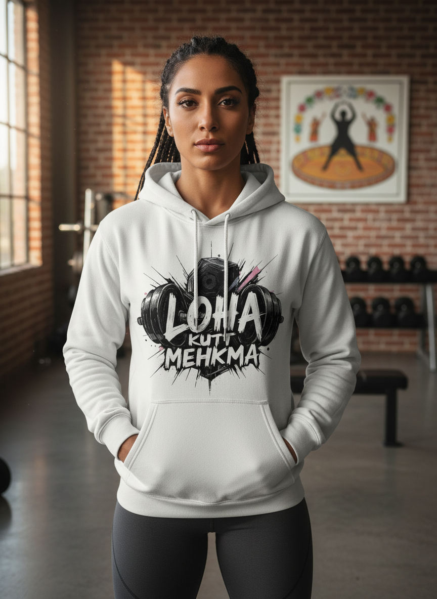 Loha Kutt Mehkma Hoodie with Female Model