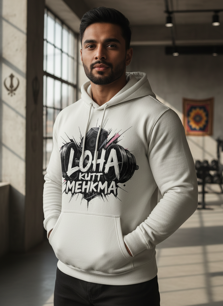 Loha Kutt Mehkma Hoodie with Punjabi Male Model