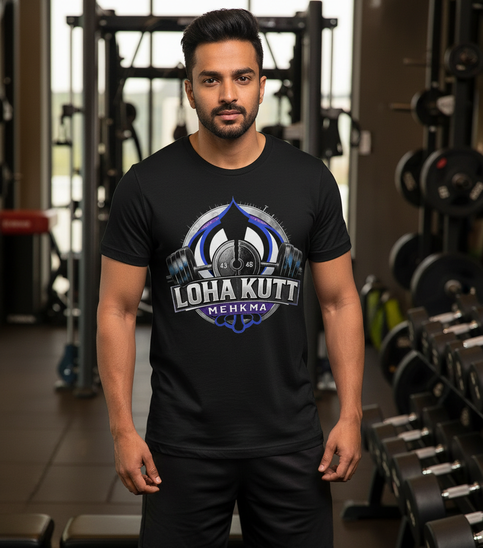 Loha Kutt Mehkma Khanda T-Shirt in Gym Setting