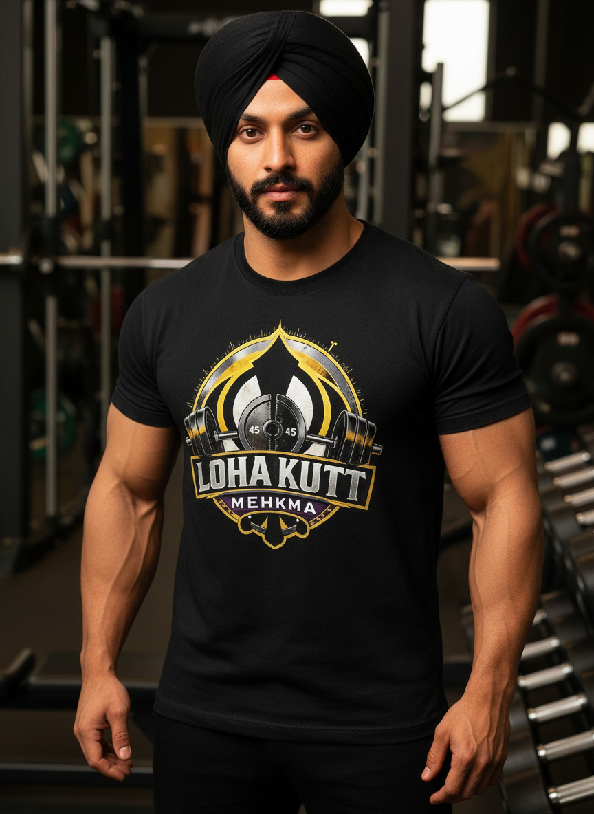 Loha Kutt Mehkma T-Shirt with Punjabi Muscular Model